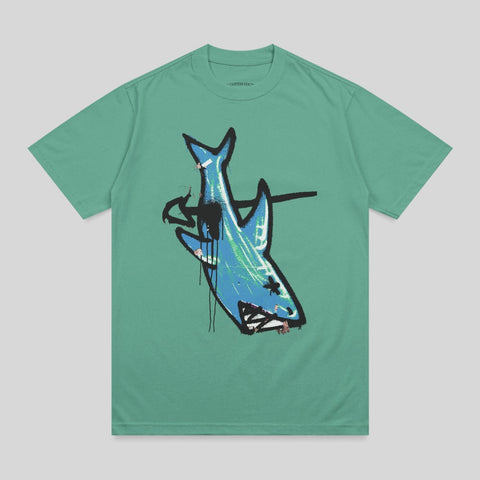 Green Inverted Blue Shark Graffiti Graphic Design product type