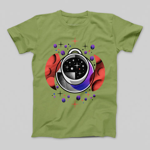 Colorful Space-Themed Astronaut Helmet Design Shirt