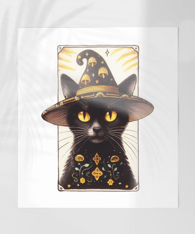 Enchanting Black Cat in Witch Hat Artwork Print