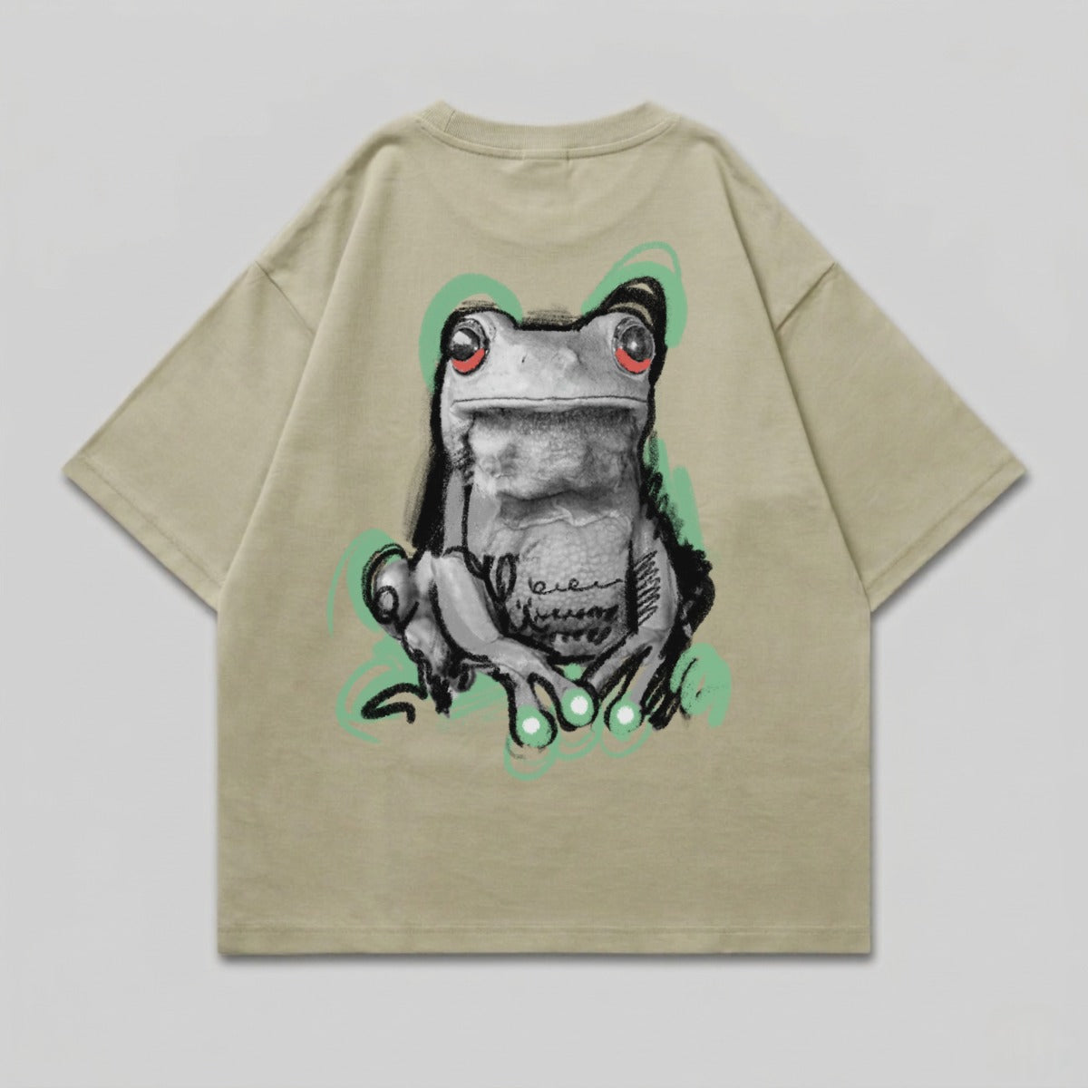Striking Red Eye Frog Grayscale Green Swirls product type