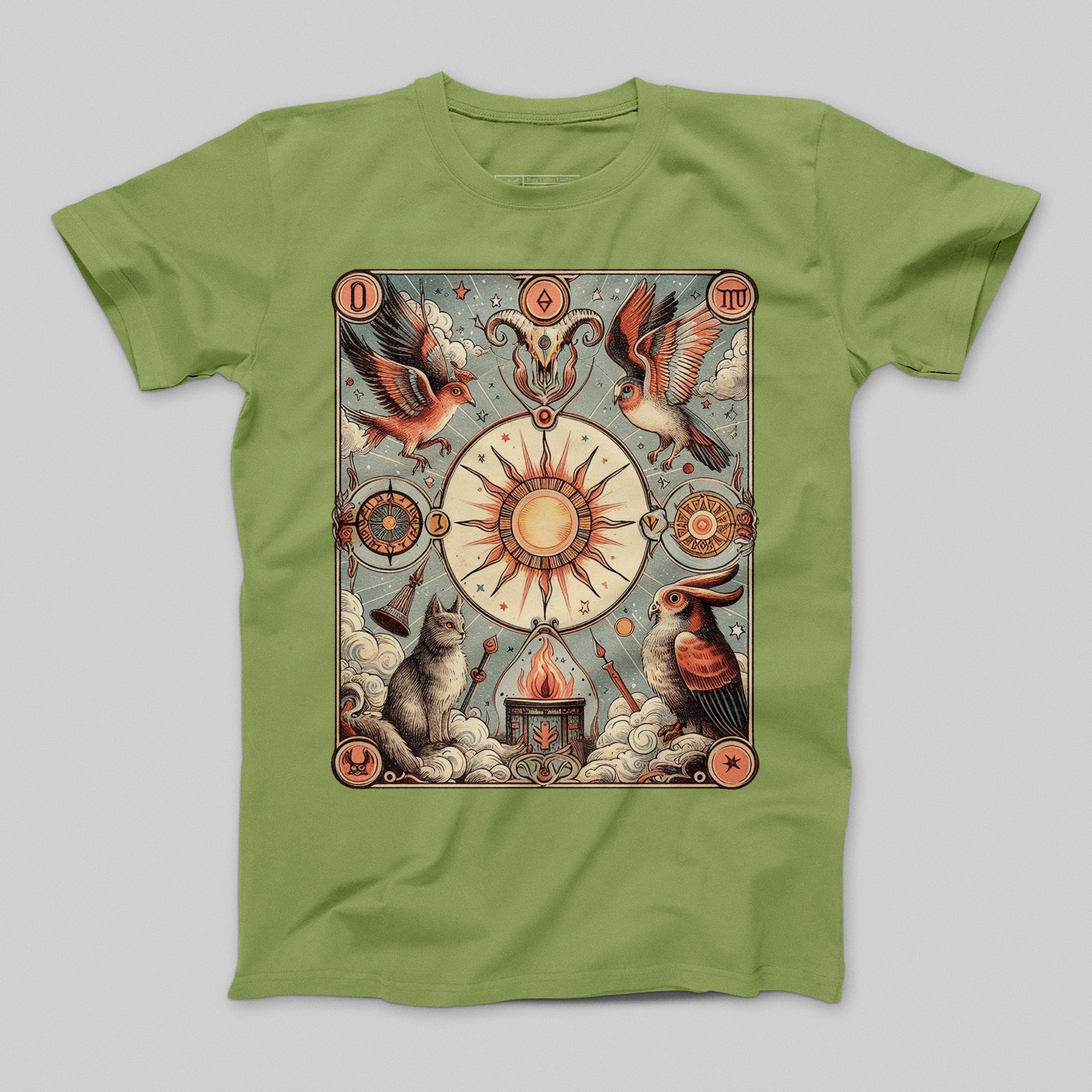 Mystical Sun Rays and Birds Artwork T-Shirt