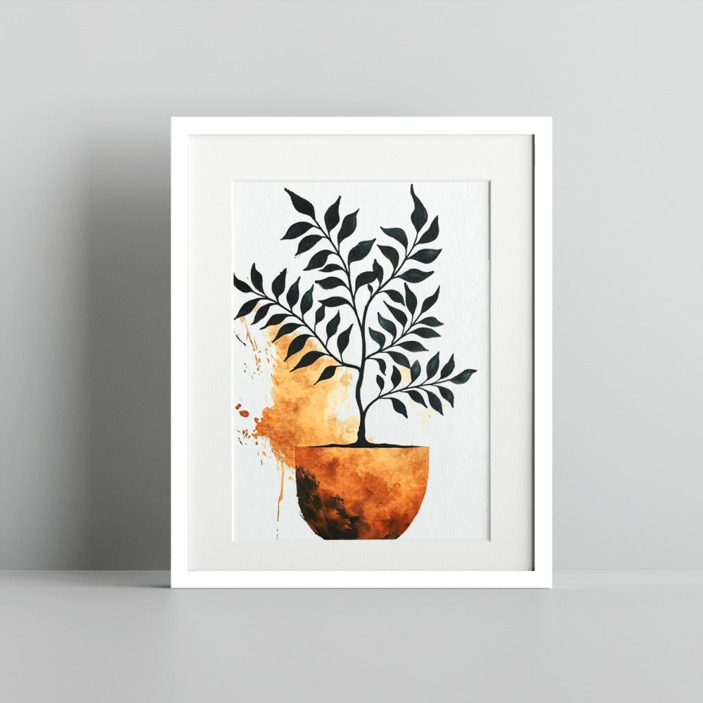 Bold Leafy Plant in Artistic Pot Framed Art Print