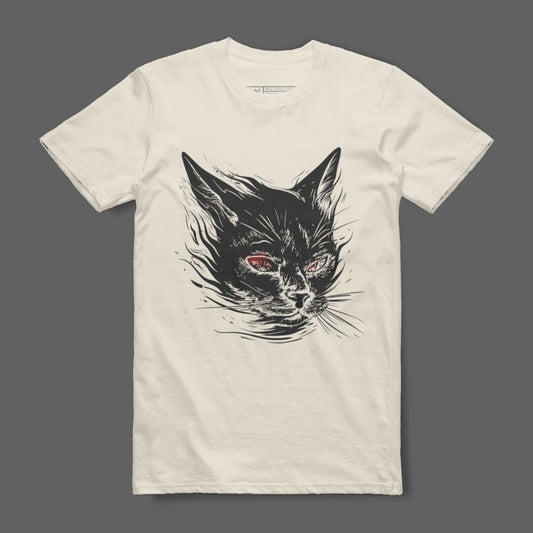 Fierce Black Cat Art Graphic Tee Shirt for Casual Wear
