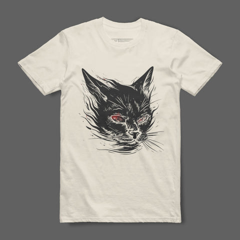 Fierce Black Cat Art Graphic Tee Shirt for Casual Wear