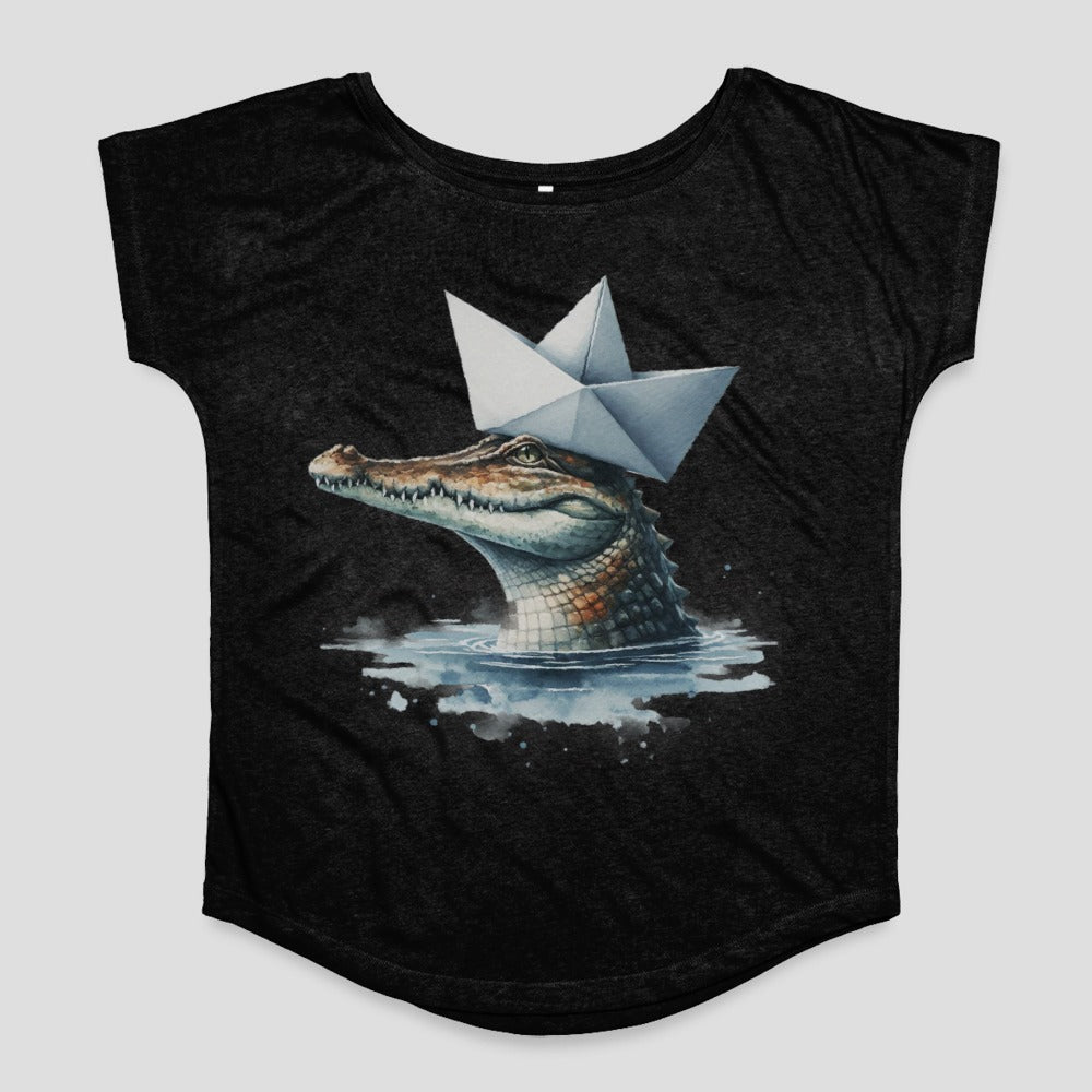 Alligator with Origami Hat Design T-shirt Product