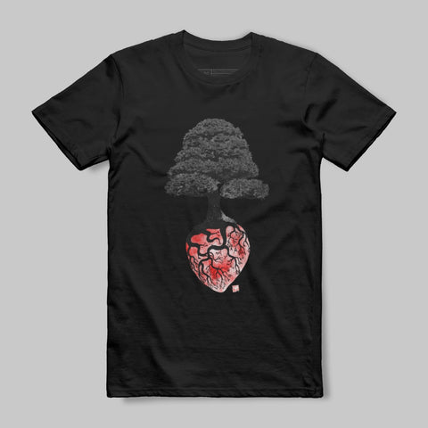Bonsai Heart Graphic Design Black T-Shirt Product