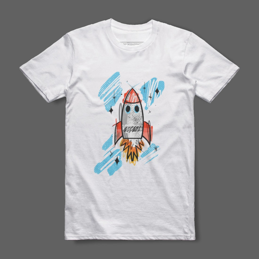 Sketch Style Rocket Graphic T-shirt for Casual Wear