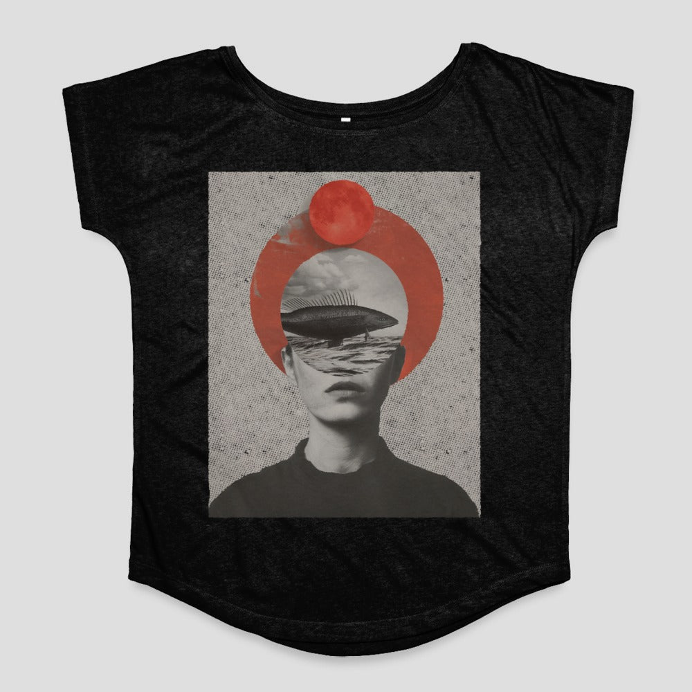 Surreal Portrait with Red Circle Women's T-Shirt