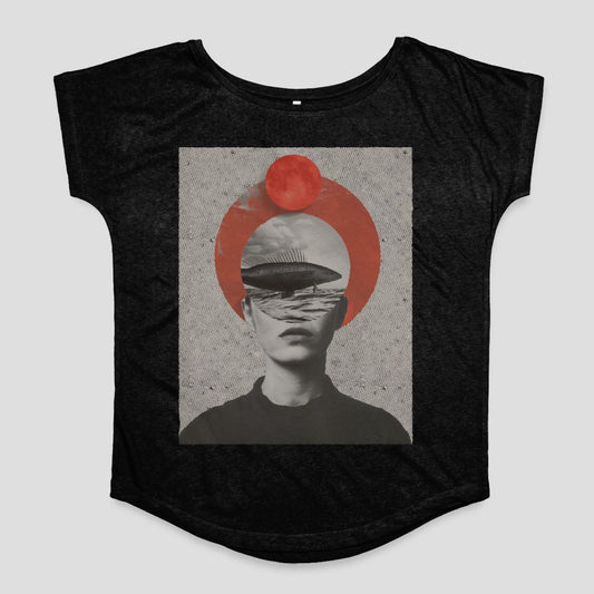 Surreal Portrait with Red Circle Women's T-Shirt