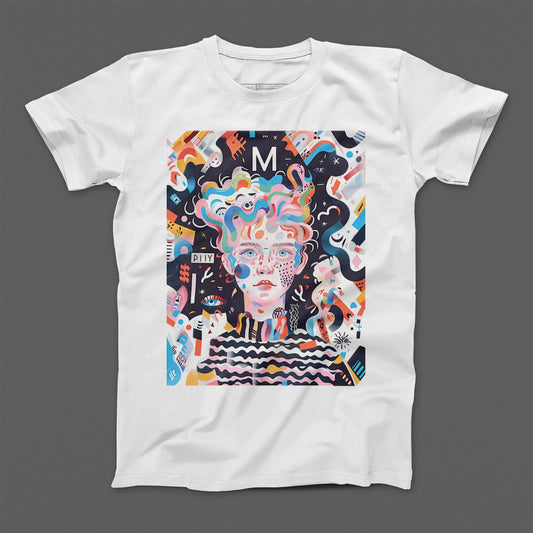 Colorful Abstract Face Art Printed Design T-Shirt