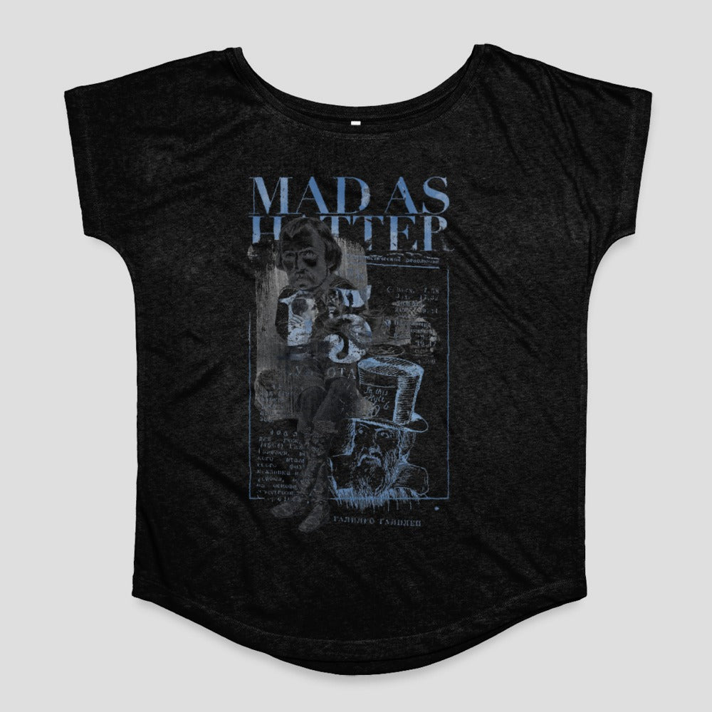 Mad As Hatter Printed Design Black T-Shirt