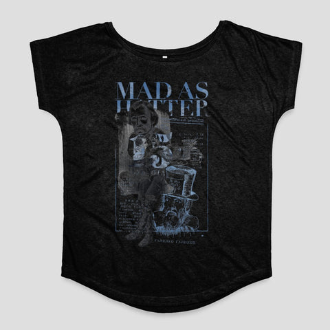 Mad As Hatter Printed Design Black T-Shirt