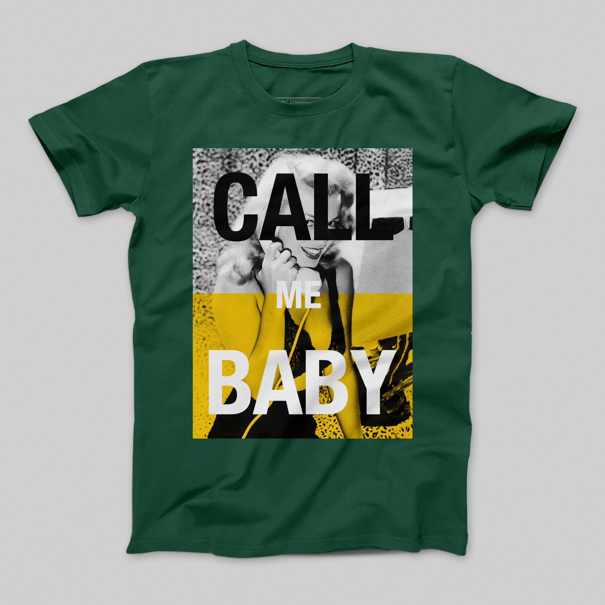Call Me Baby Graphic Design Green T-Shirt