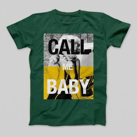 Call Me Baby Graphic Design Green T-Shirt