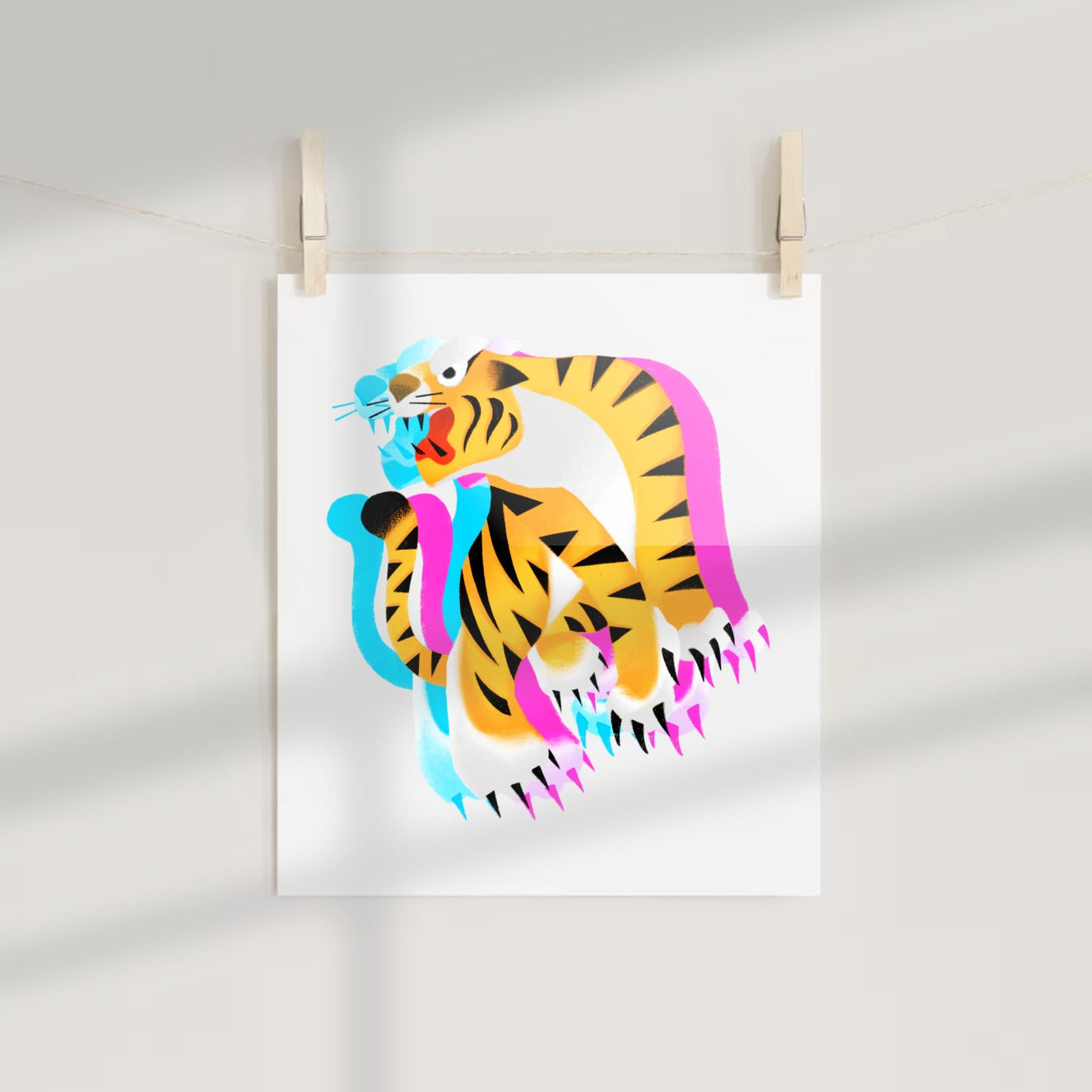 Colorful Artistic Tiger Drawing Wall Art Print Poster