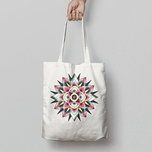Handheld Totebag with Colorful Mandala Design