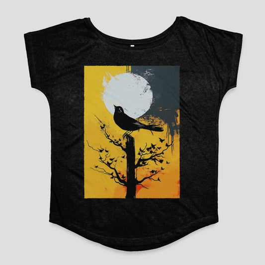 Crow on Tree with Full Moon Women's Tee Shirt