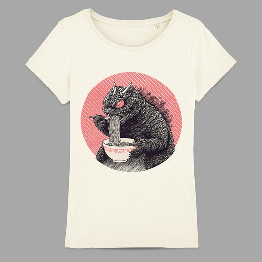 Monster Eating Ramen Graphic T-Shirt Fun Design