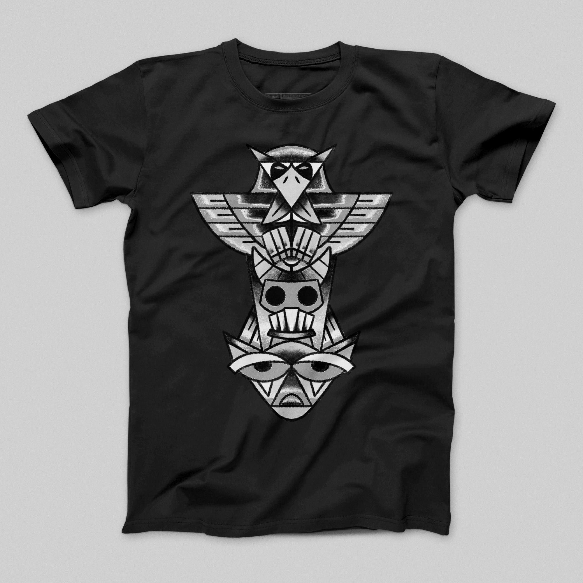Totem Pole Design Black Stylish T-shirt