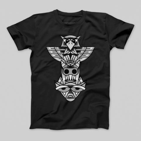 Totem Pole Design Black Stylish T-shirt