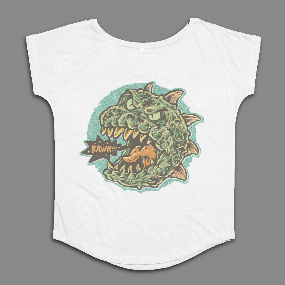 RAWR Dinosaur Monster Graphic on White Women's Shirt