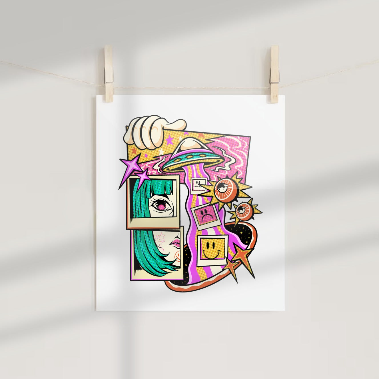 Colorful Psychedelic Spaceship Art Print Product