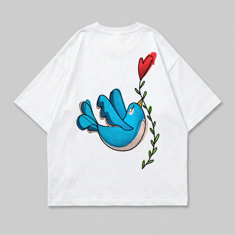 Playful Blue Bird Heart Vine Graphic T-shirt product type
blue bird
heart graphic
vine design
cartoon bird
playful tee
graphic t-shirt
white t-shirt
animal print
cute apparel
unique design
fashion top
streetwear
casual wear
summer tee
comfortable t-shirt
men women fashion
unisex shirt
art inspired
cool graphic
modern print