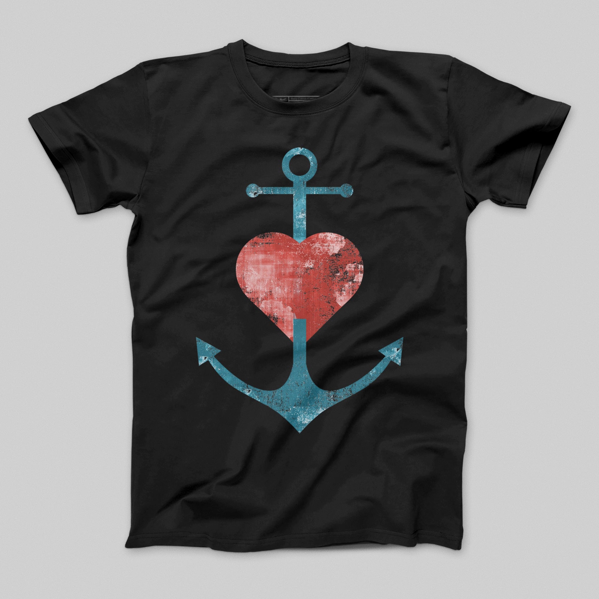 Vintage Heart and Anchor Graphic Design T-Shirt