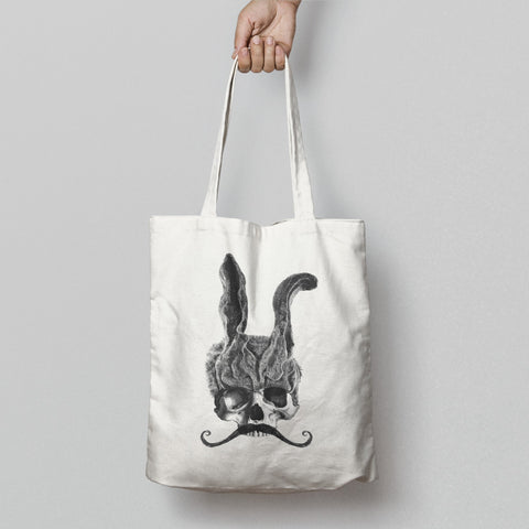Skull With Bunny Ears and Mustache Tote Bag