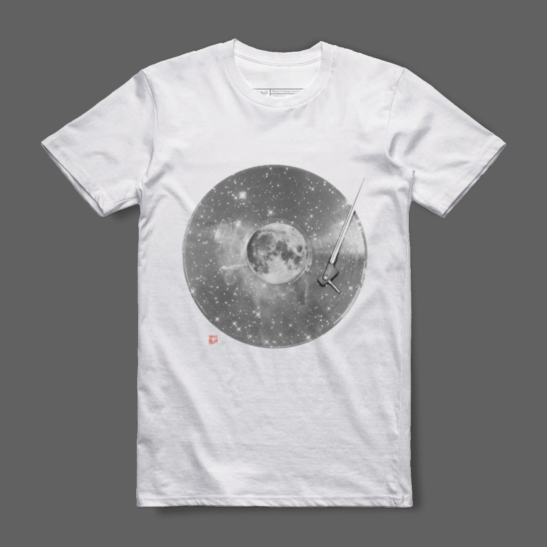 Vinyl Record Moon Graphic White T-Shirt