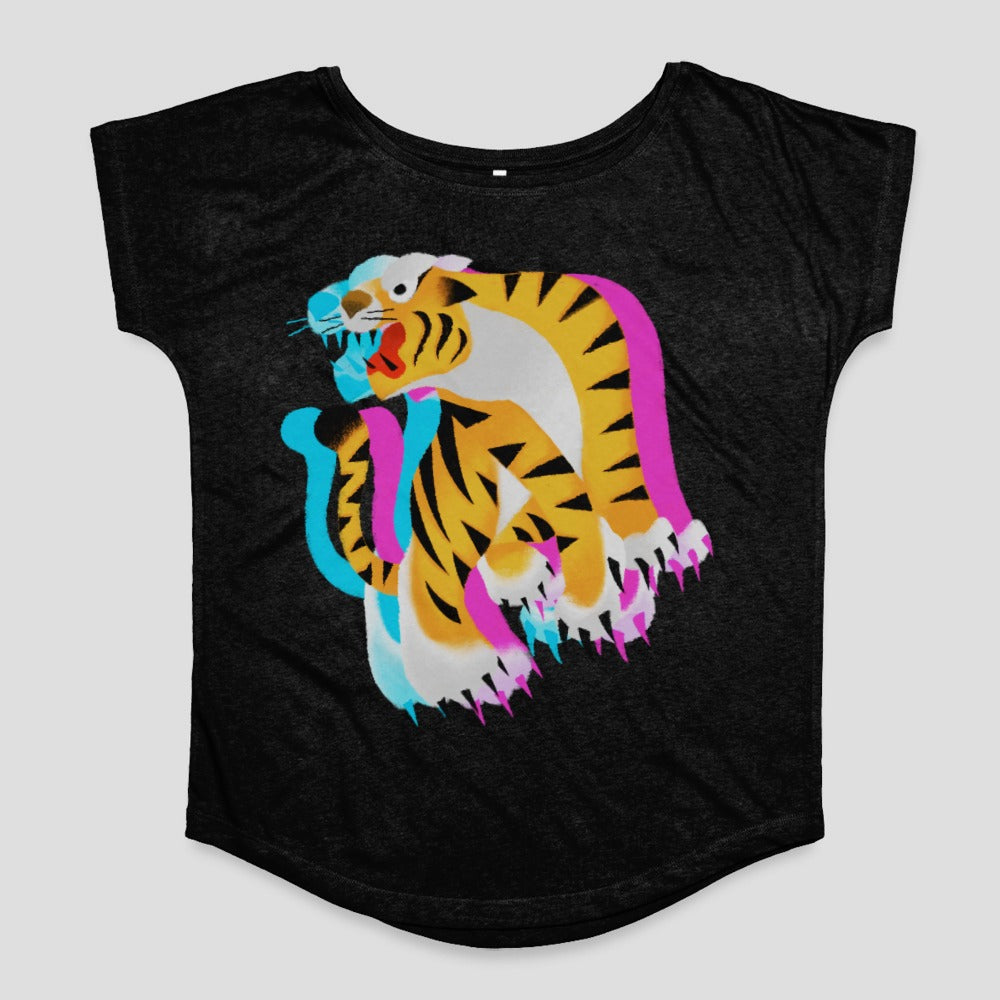 Bold Colorful Tiger Graphic Short Sleeve Shirt