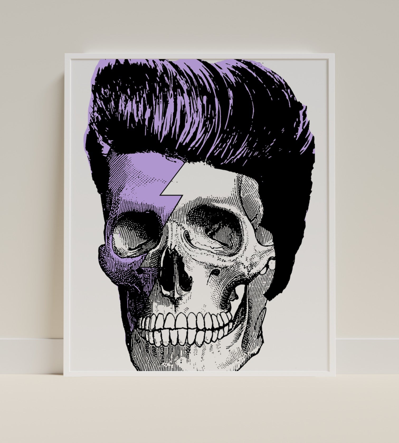 Vintage Skull with Pompadour Art Print Poster