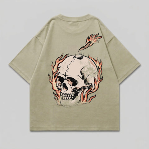 Exploding Skull Bomb Fire Graphic Print Apparel product type