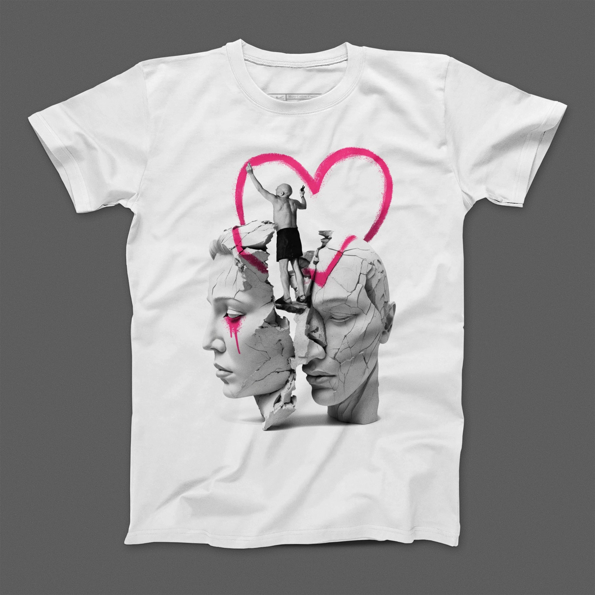 Artistic Heart and Faces Graphic T-Shirt Design