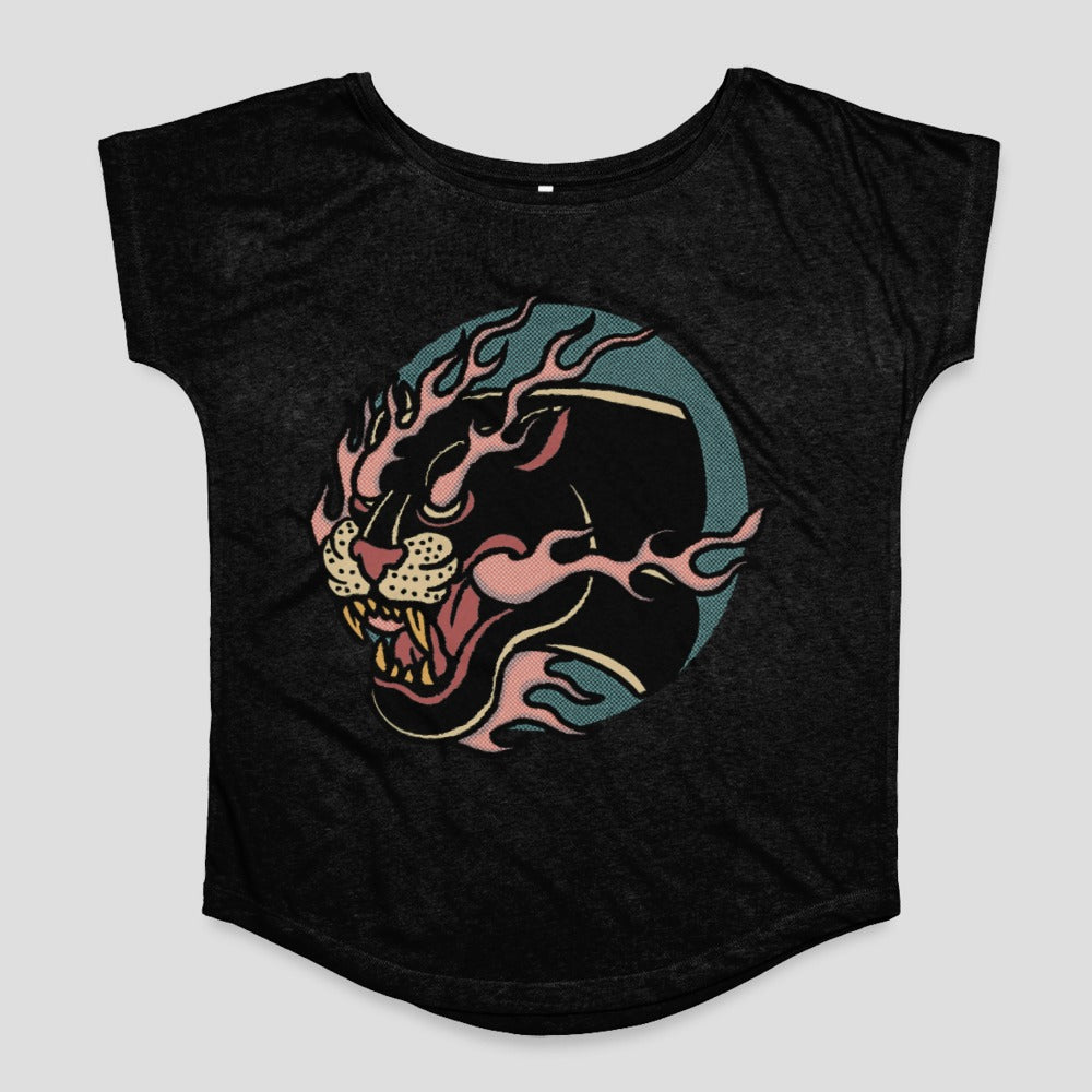Fierce Panther with Flames Graphic T-Shirt