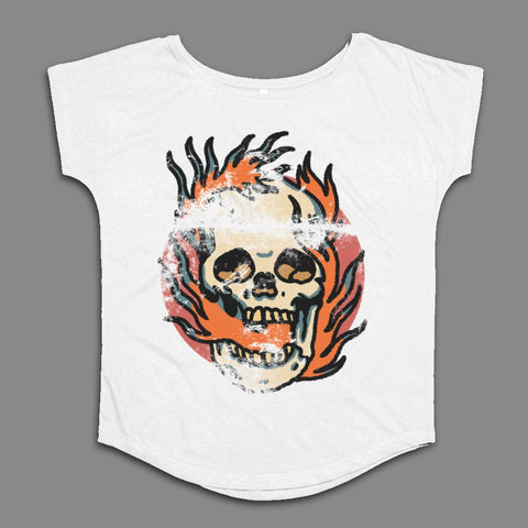 Flaming Skull Graphic Design T-Shirt for Stylish Looks