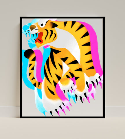 Vibrant Abstract Tiger Art Print Wall Decor