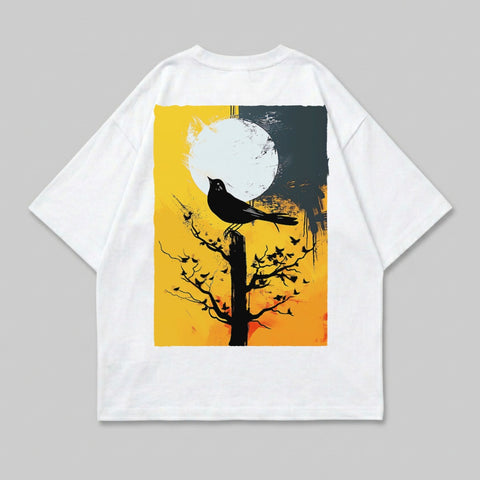 Moonlit Bird Tree Stump Design Abstract Sky product type