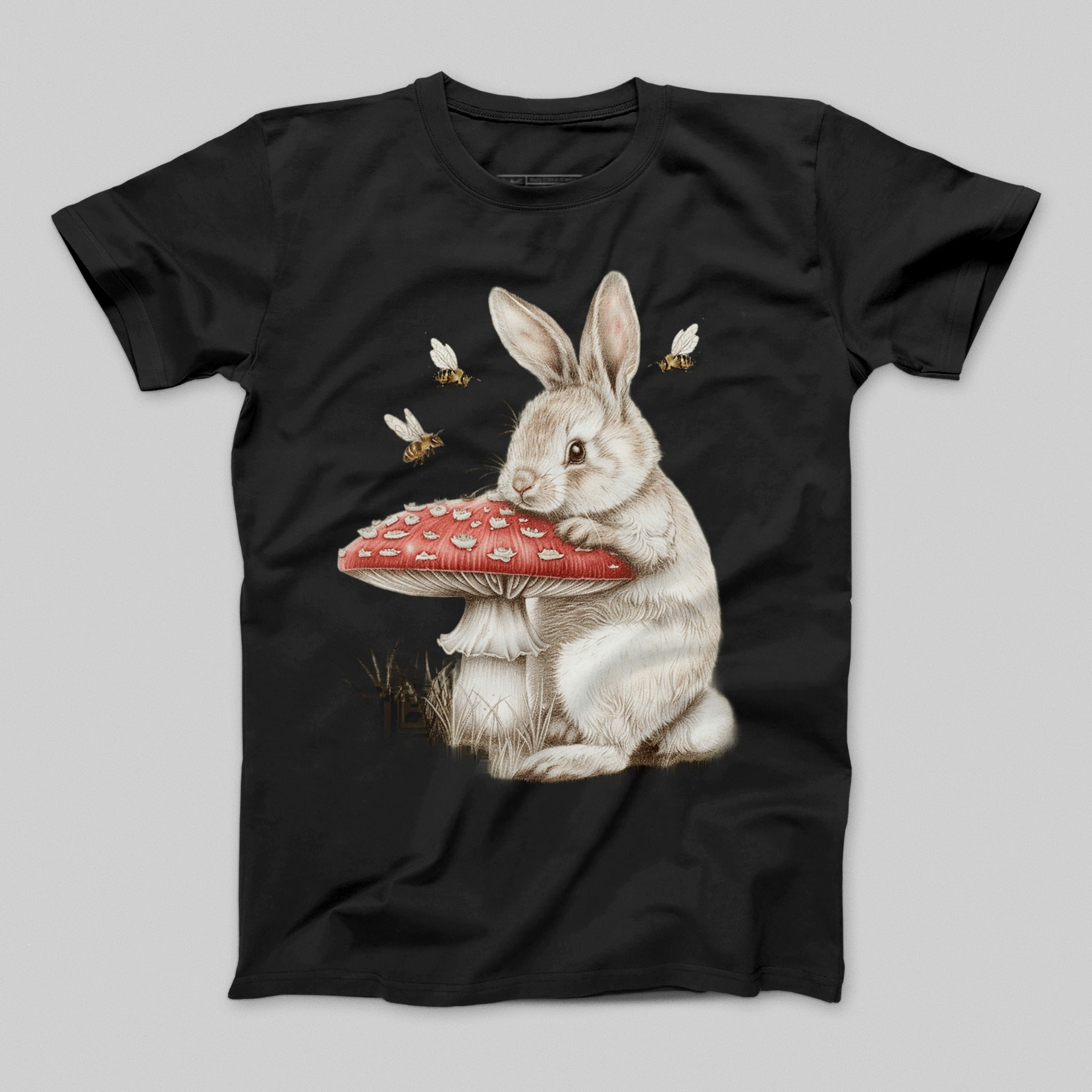 Adorable Bunny with Mushroom Graphic T-Shirt Product