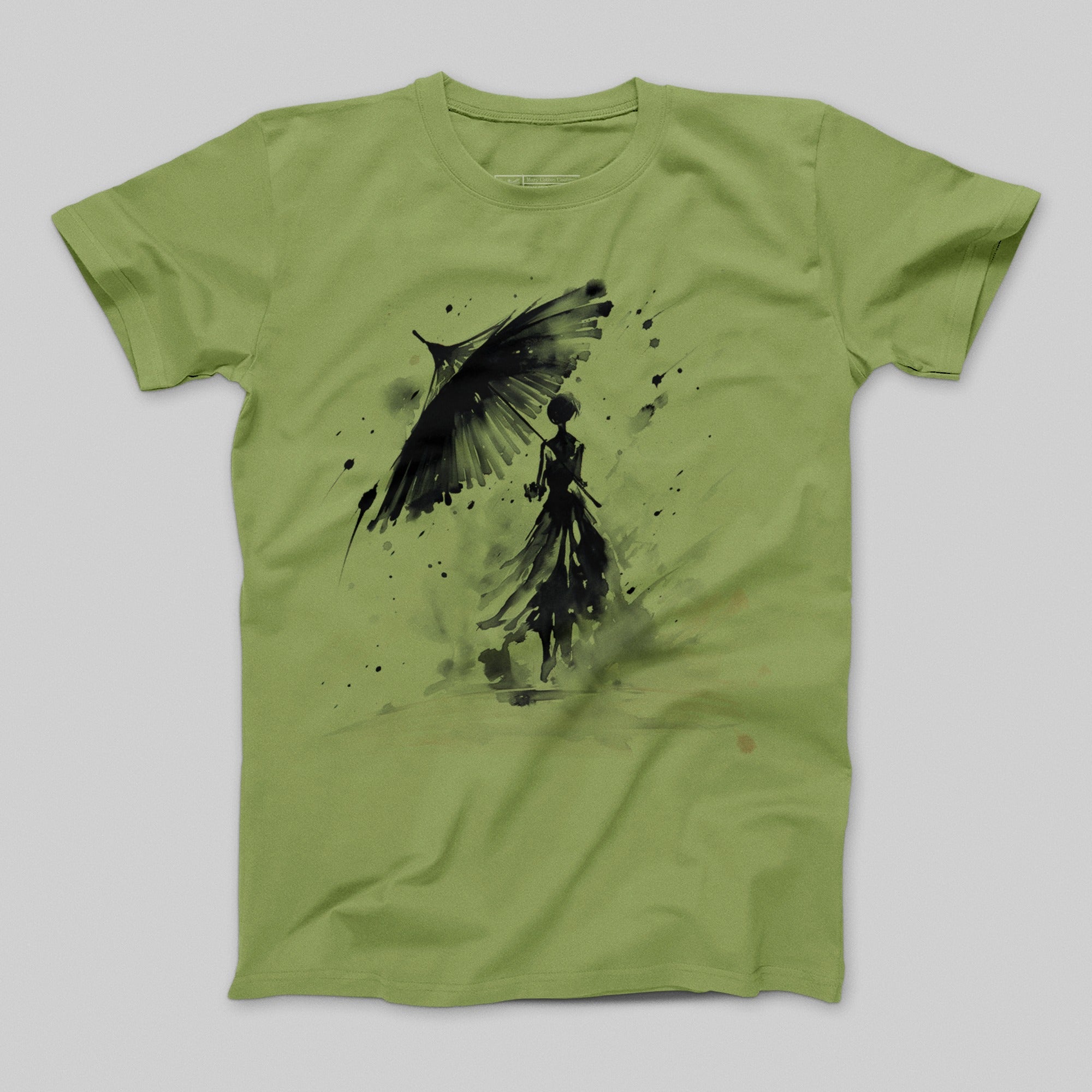 Enigmatic Silhouette with Umbrella Art T-shirt
