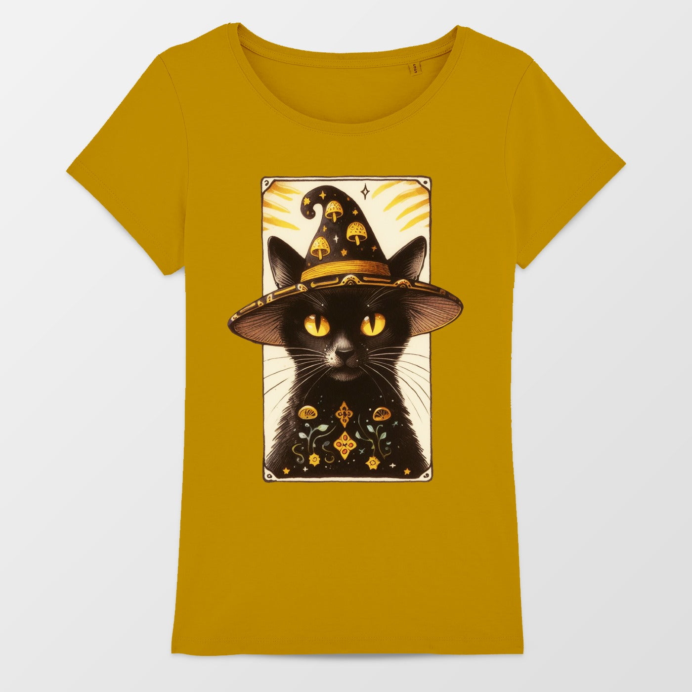Mysterious Cat Art Witch Hat Halloween Themed Shirt