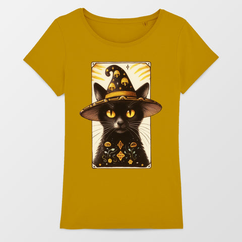 Mysterious Cat Art Witch Hat Halloween Themed Shirt