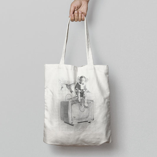 Vintage Style Time Travel Print Tote Bag