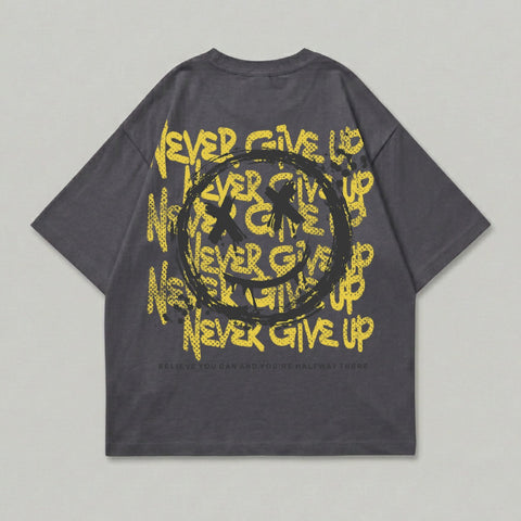 Never Give Up Smiley Face Graphic Grunge product type