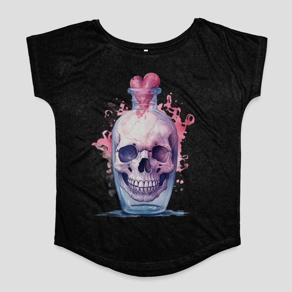 Skull and Heart in Glass Bottle Graphic T-Shirt