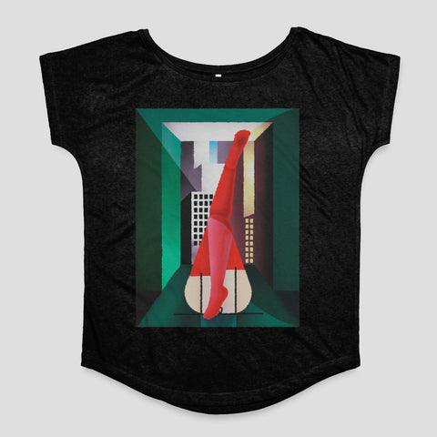 Abstract Urban Red Figure Print Black Shirt Product