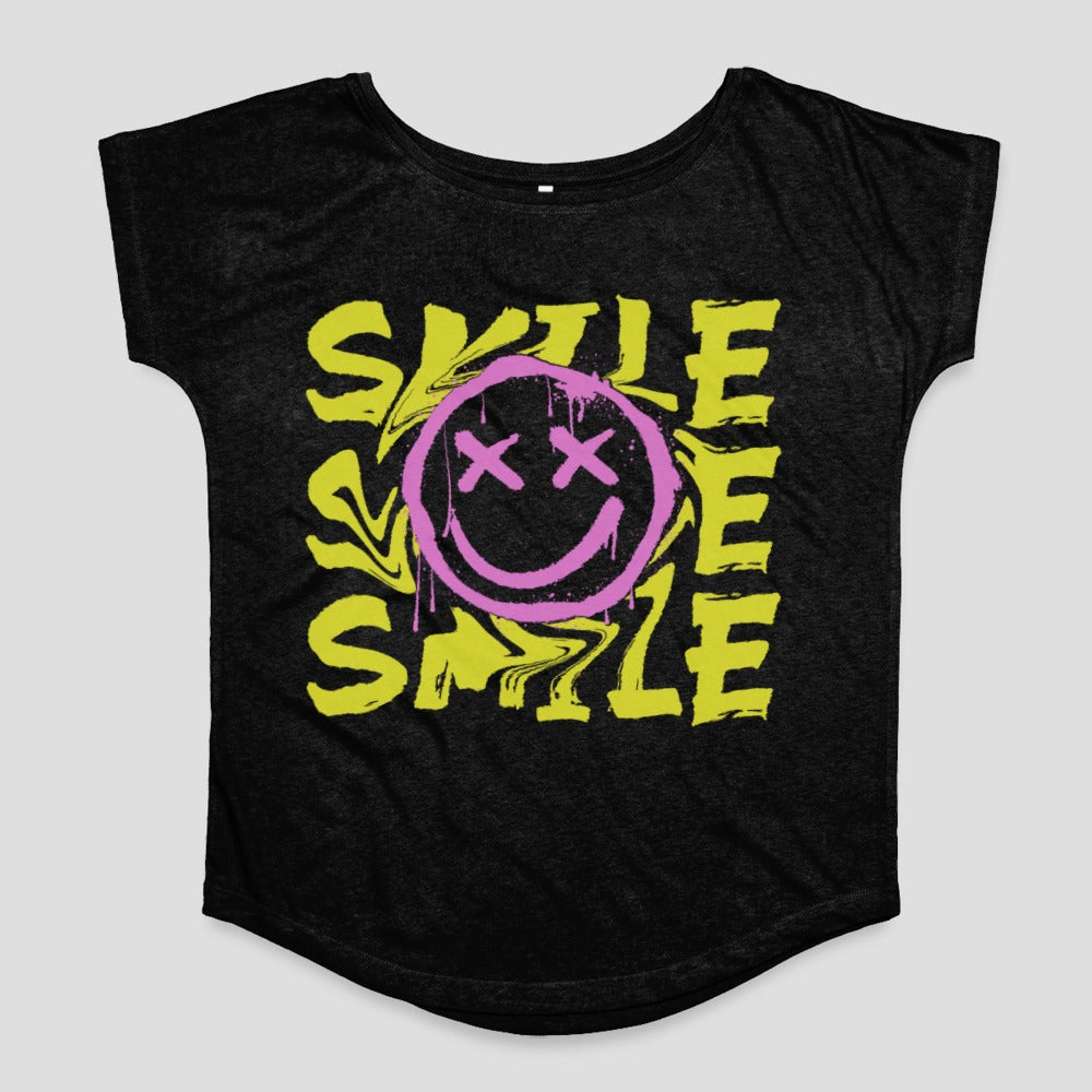 Smile Face Design with Text Graphic T-shirt