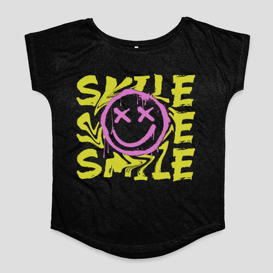 Smile Face Design with Text Graphic T-shirt