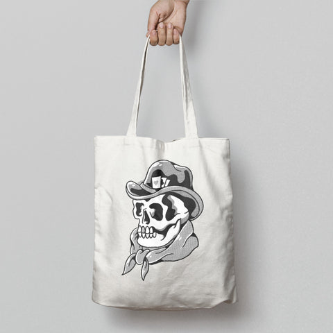 Skull with Cowboy Hat Graphic Tote Bag Product