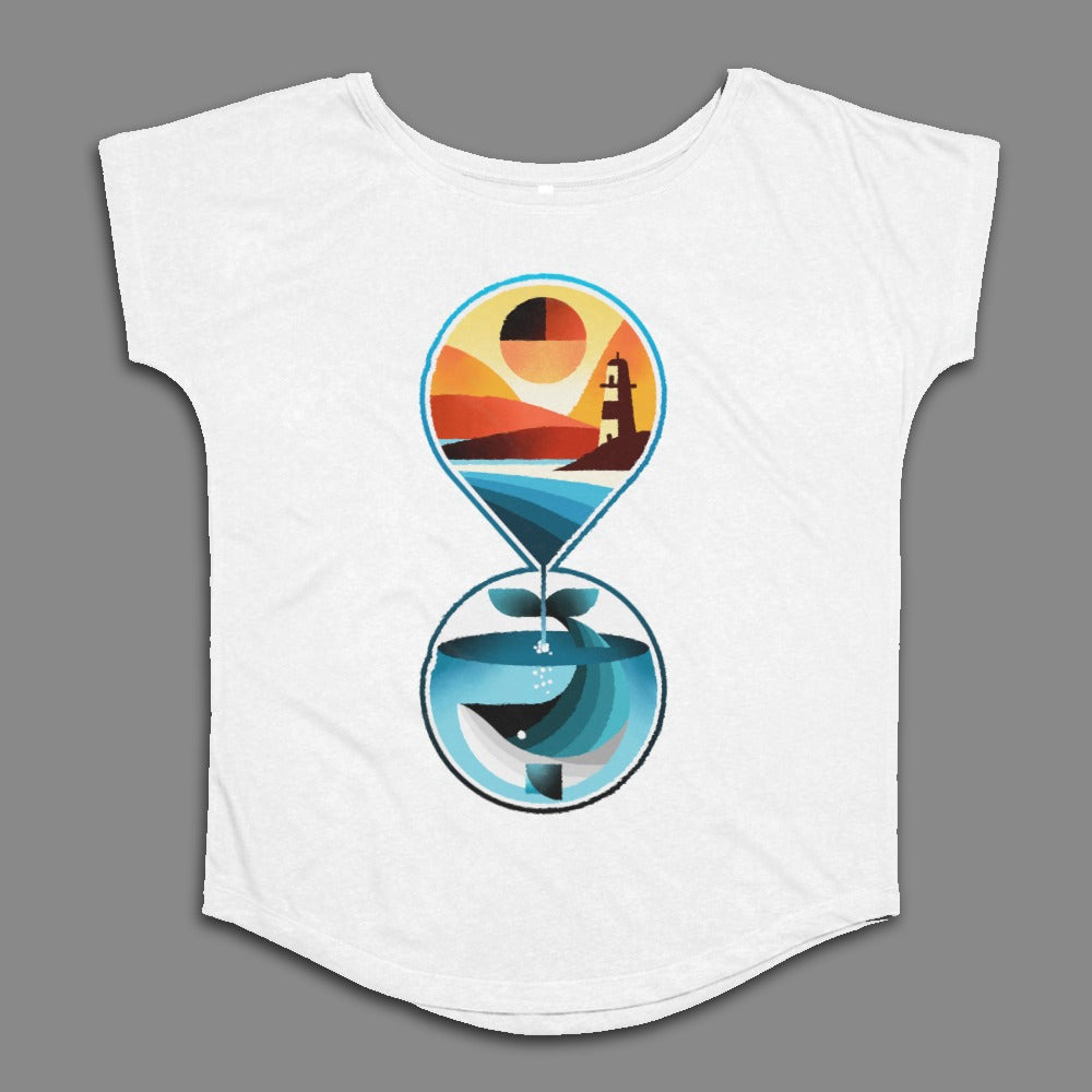 Abstract Lighthouse and Ocean Hourglass Design Shirt